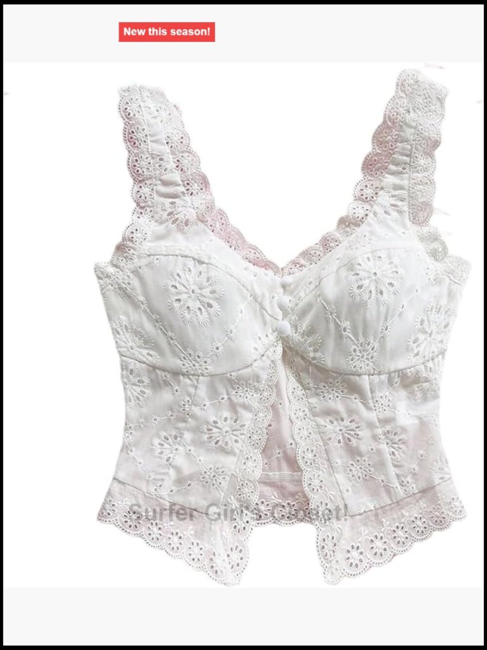 Women's Lace Trim Eyelet Sweetheart Neckline Crop Tank Top Y2K Split Hem